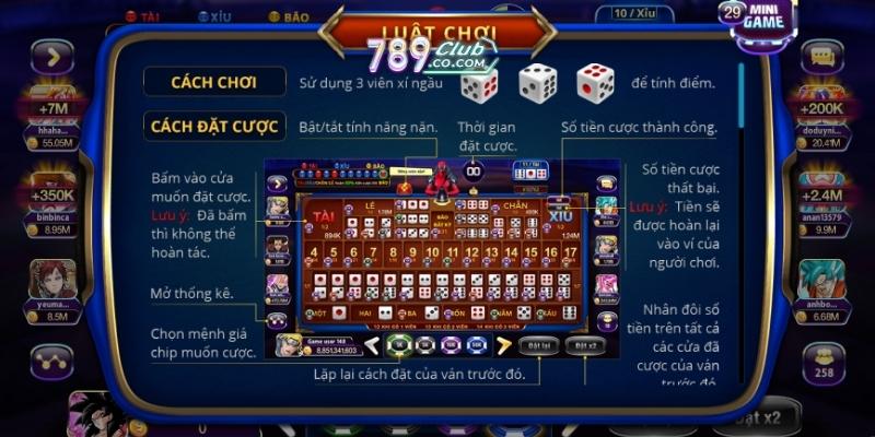 Hướng dẫn Sicbo Tài Xỉu 789Club